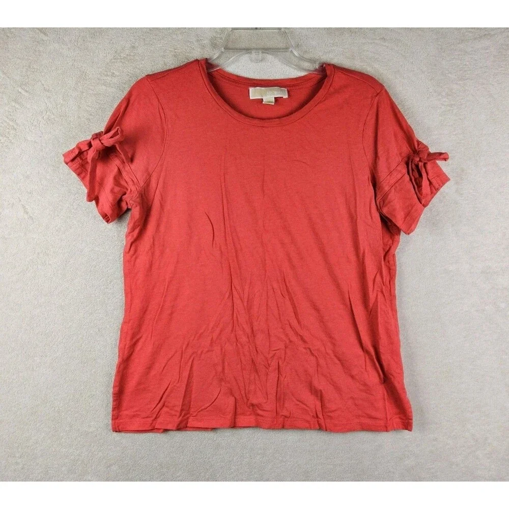 Michael Kors MK Women’s Short Tie Sleeve Top Coral Size L
